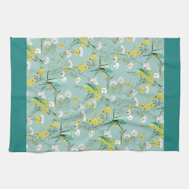 Yellow Budgerigar Kitchen Towel (Horizontal)