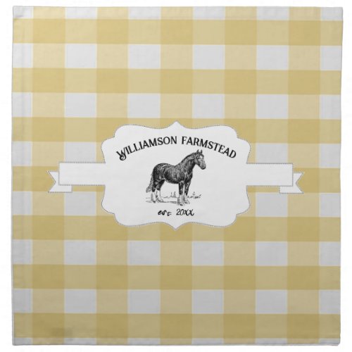 Yellow Buffalo Plaid Farm Horse Cloth Napkin
