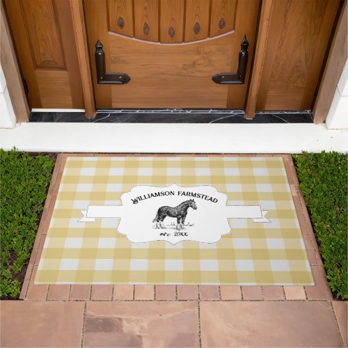 Yellow Buffalo Plaid Farm Horse Doormat