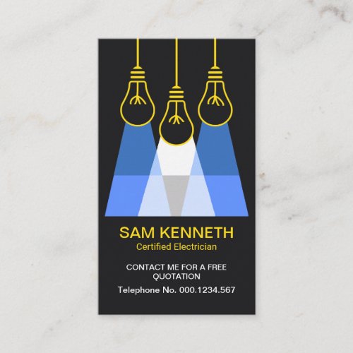 Yellow Bulbs Blue Light Electrical Contractor Business Card