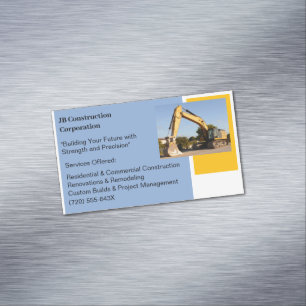 Yellow Bulldozer Building Contractor Construction Business Card Magnet