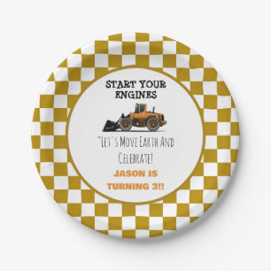 Yellow Bulldozer Construction Boys Birthday Paper Plates