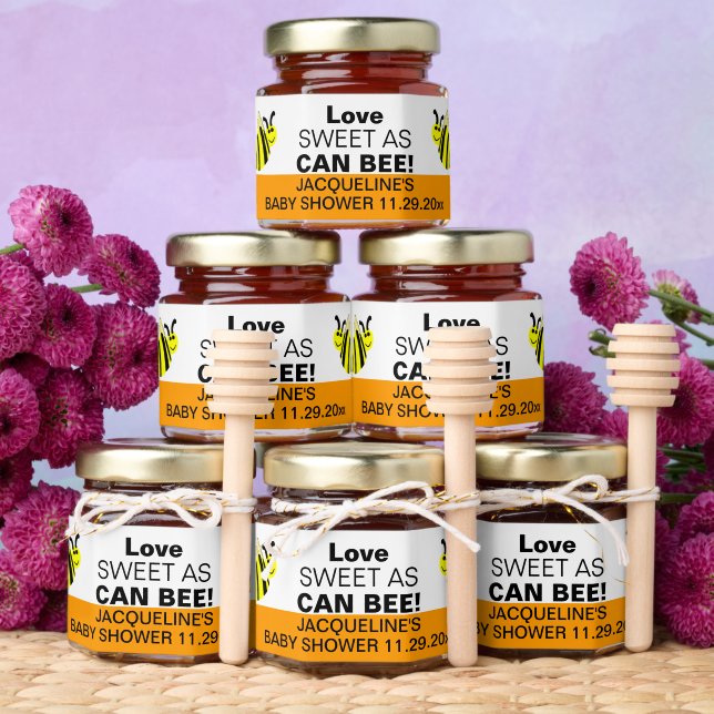Yellow Bumble Bee Baby Shower Name Honey Jar Favors (Insitu)