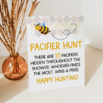 Yellow Bumble Bee Baby Shower Pacifier Hunt Game Pedestal Sign