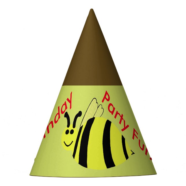 Yellow Bumble Bee Balloons Birthday Hats (Front)