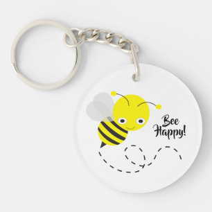 Yellow Bumble Bee, Bee Happy! Keychain