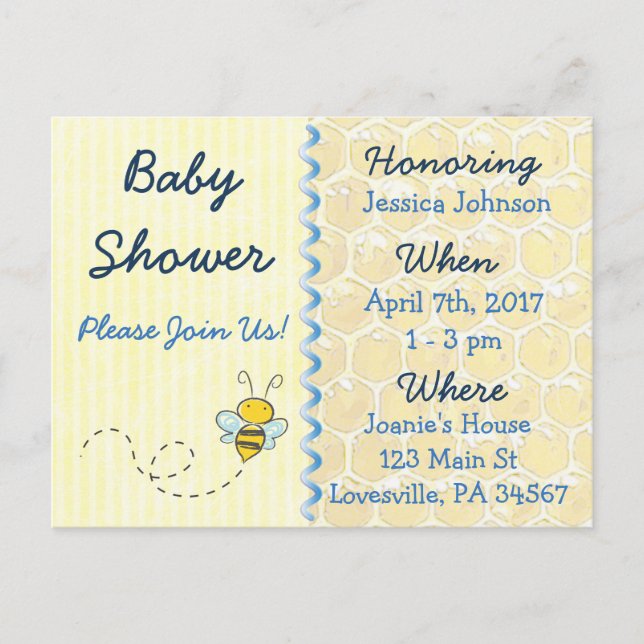 Yellow Bumblebee Baby Shower Invitation (Front)