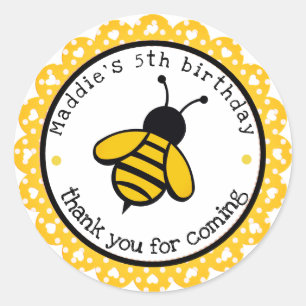 Yellow Bumblebee Birthday Favor Classic Round Sticker