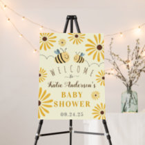 Yellow Bumblebee Sunflowers Baby Shower Welcome Foam Board