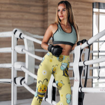 Yellow Bumblebees Floral Patterned | Leggings