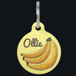 Yellow Bunch of Bananas Banana Fruit Foodie Pet Name Tag<br><div class="desc">Pet tag features an original marker illustration of a bunch of yellow bananas. Simply personalize with your pet's name and your contact information for a one-of-a-kind dog or cat tag. Lots of additional illustrations are available from this shop. Don't see what you're looking for? Need help with customization? Contact Rebecca...</div>