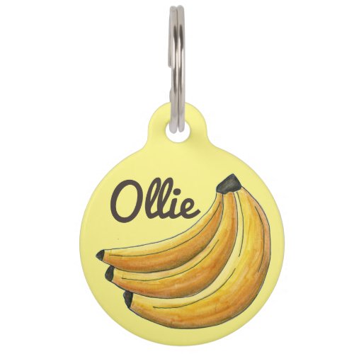 Yellow Bunch of Bananas Banana Fruit Foodie Pet Name Tag