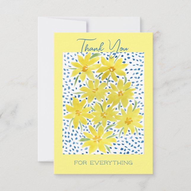 Yellow Bunch of Daisies Flat Thank You Card (Front)