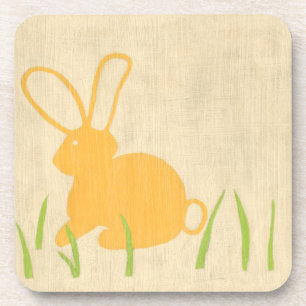 Yellow Bunny and Green Grass by Chariklia Zarris Beverage Coaster