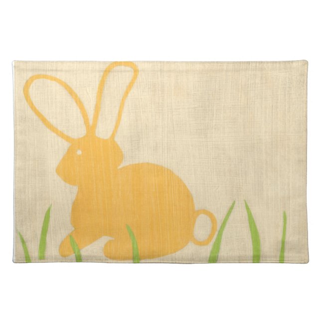 Yellow Bunny and Green Grass by Chariklia Zarris Cloth Placemat (Front)