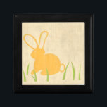 Yellow Bunny and Green Grass by Chariklia Zarris Jewelry Box<br><div class="desc">Blades of green grass poke up from the ground,  surrounding a yellow bunny in this piece by Chariklia Zarris. A great print to place in a child's nursery,  or to give as a gift to someone who loves rabbits!</div>