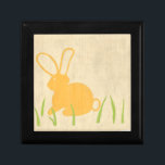 Yellow Bunny and Green Grass by Chariklia Zarris Jewelry Box<br><div class="desc">Blades of green grass poke up from the ground,  surrounding a yellow bunny in this piece by Chariklia Zarris. A great print to place in a child's nursery,  or to give as a gift to someone who loves rabbits!</div>