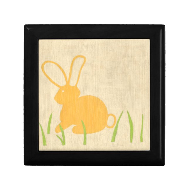 Yellow Bunny and Green Grass by Chariklia Zarris Jewelry Box (Front)