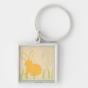 Yellow Bunny and Green Grass by Chariklia Zarris Keychain