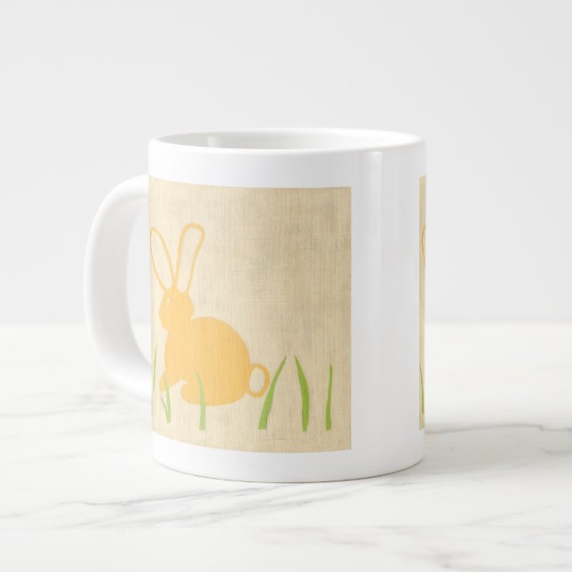 Yellow Bunny and Green Grass by Chariklia Zarris Large Coffee Mug (Front Left)