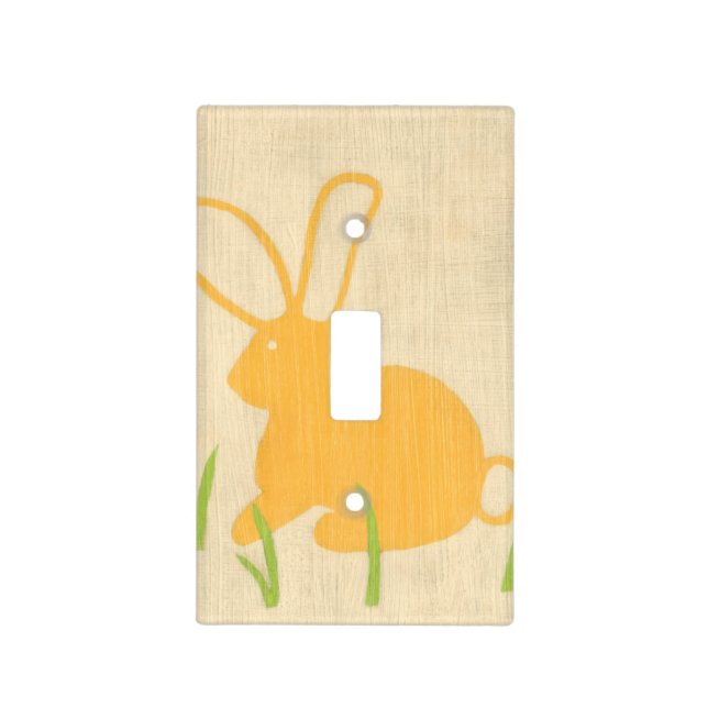 Yellow Bunny and Green Grass by Chariklia Zarris Light Switch Cover (Front)