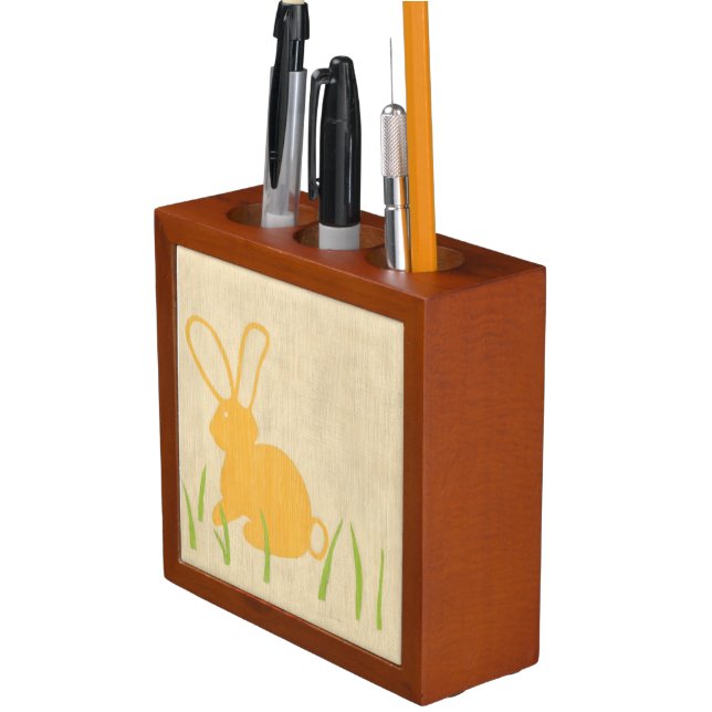 Yellow Bunny and Green Grass by Chariklia Zarris Pencil/Pen Holder (In Situ)