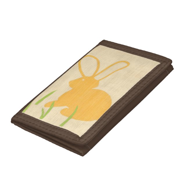 Yellow Bunny and Green Grass by Chariklia Zarris Tri-fold Wallet (Bottom)