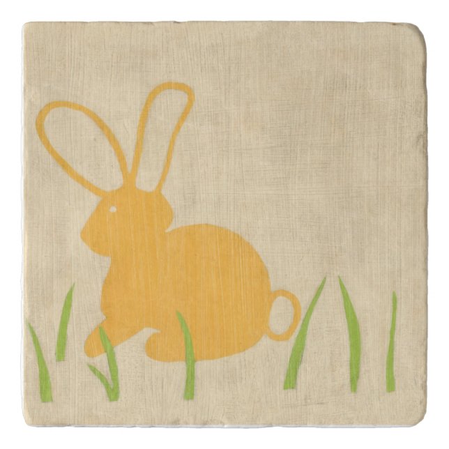 Yellow Bunny and Green Grass by Chariklia Zarris Trivet (Front)