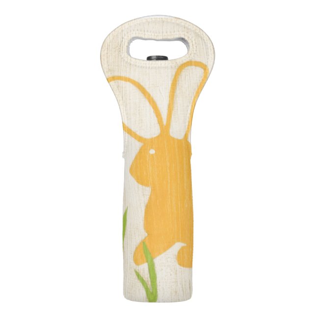 Yellow Bunny and Green Grass by Chariklia Zarris Wine Bag (Back)