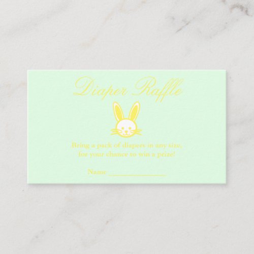 Yellow Bunny Baby Shower Diaper Raffle Enclosure Card