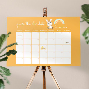 Yellow Bunny Guess The Due Date Baby Shower Foam Board