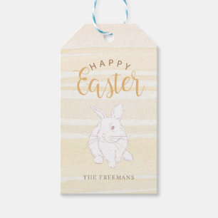 Yellow Bunny Happy Easter Gift Tag – Custom Name