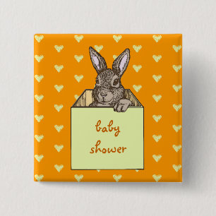 yellow bunny-in-the-box pinback button