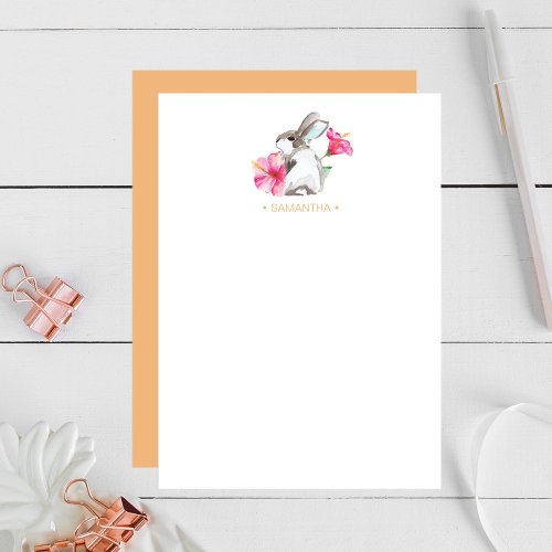 Yellow Bunny Personalized Stationery Note Card