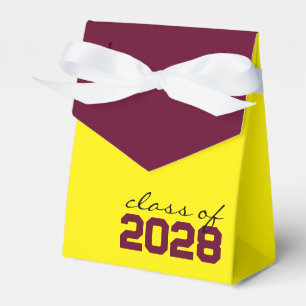 Yellow & Burgundy Graduation Favor Boxes