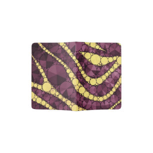 Yellow Burgundy Zebra Bling Passport Holder