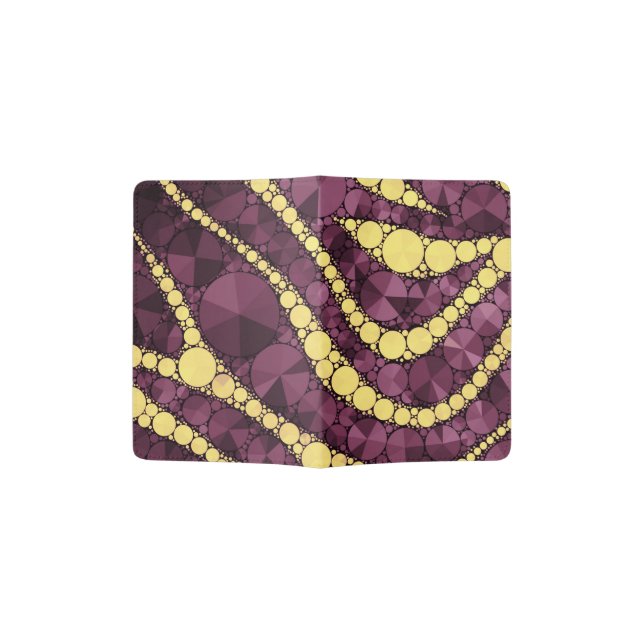 Yellow Burgundy Zebra Bling Passport Holder (Opened)