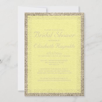 Yellow Burlap Bridal Shower Invitations by topinvitations at Zazzle