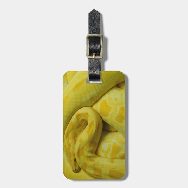 Yellow Burmese Python Luggage Tag (Front Vertical)