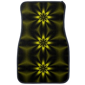 Yellow Burst Fractal Design Car Floor Mats