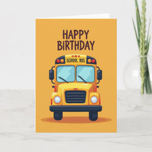 Yellow Bus Birthday Card