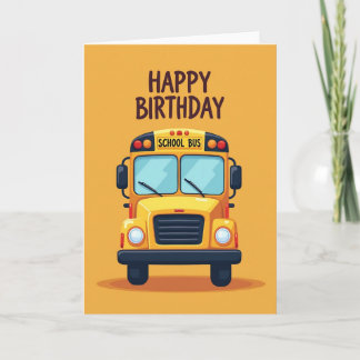 Yellow Bus Birthday Card