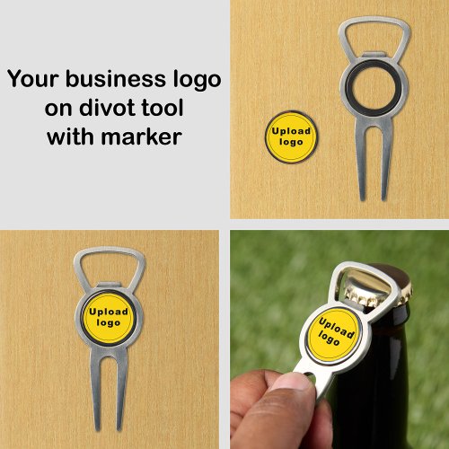 Yellow Business Brand on Divot Tool With Marker