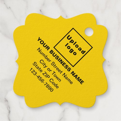 Yellow Business Brand on Fancy Square Foil Tag