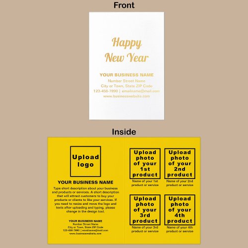 Yellow Business Brand on New Year Foil Card