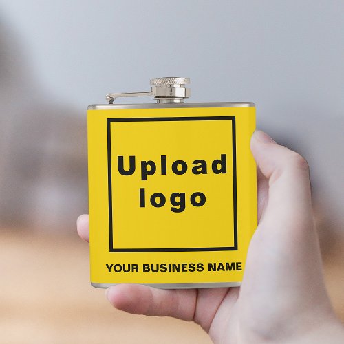 Yellow Business Brand on Vinyl Wrapped Flask