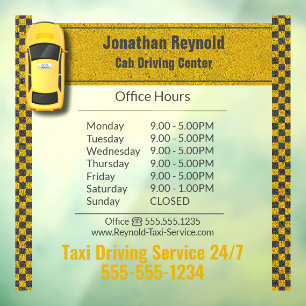 Yellow Business Cab Driver Taxi Service Window Cling