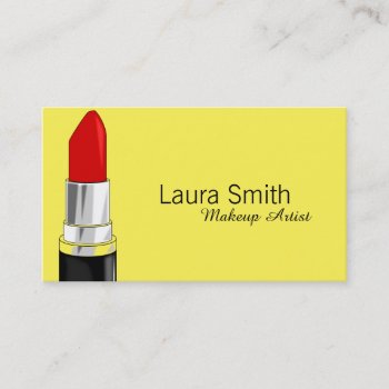 Yellow Business Card Red Lipstick by Tissling at Zazzle