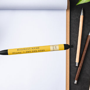 Yellow business company logo name phone pen
