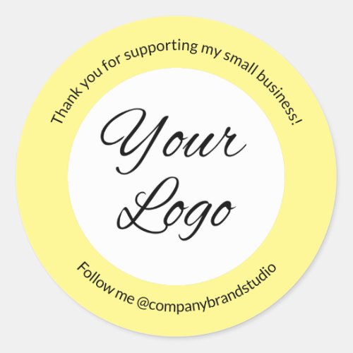 Yellow Business Company Thank You Logo Custom Classic Round Sticker